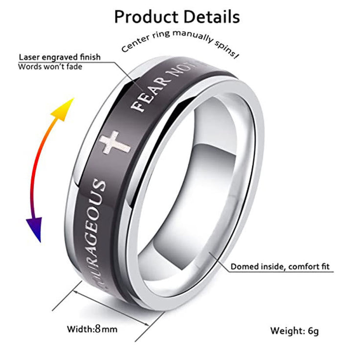 Titanium Black/Gold Cross Step Edges Rotating Ring