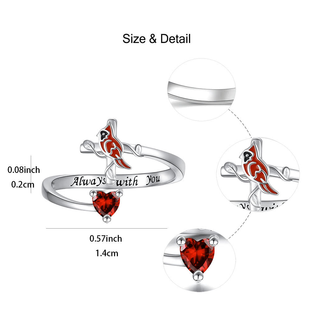 The Vitality of Jesus: Red Cardinal Adjustable Ring