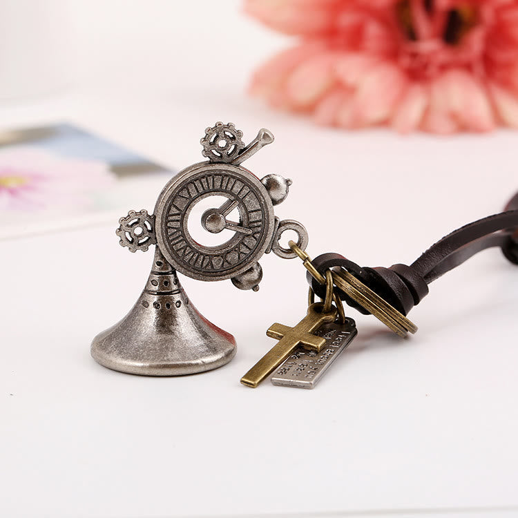 Cross Shield/Retro Horn Leather Necklace