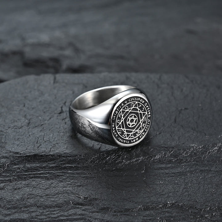Talisman Seal of Solomon Six-Pointed Star Constellation Rings Stainless Steel Band