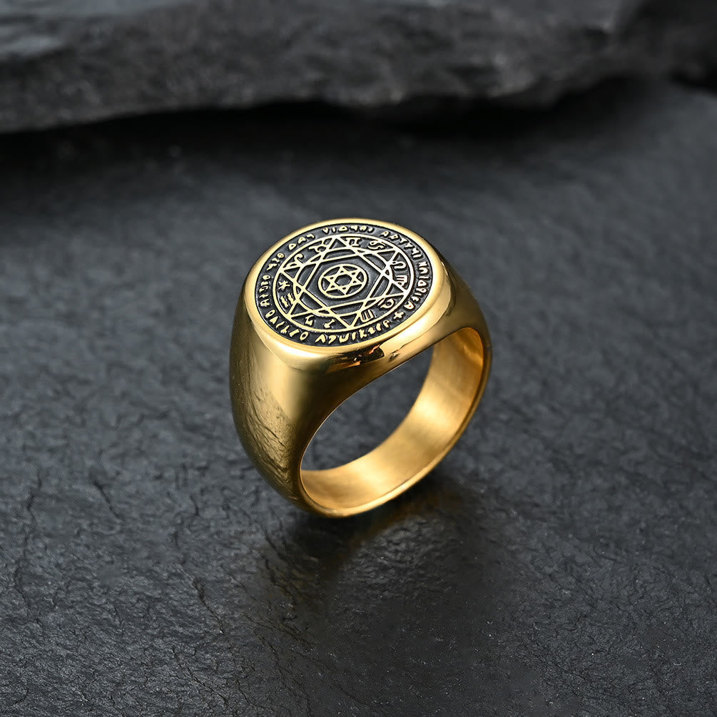 Talisman Seal of Solomon Six-Pointed Star Constellation Rings Stainless Steel Band