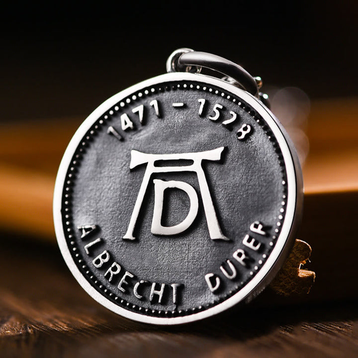 Praying Hands Retro Coin Solid Pendant Necklace