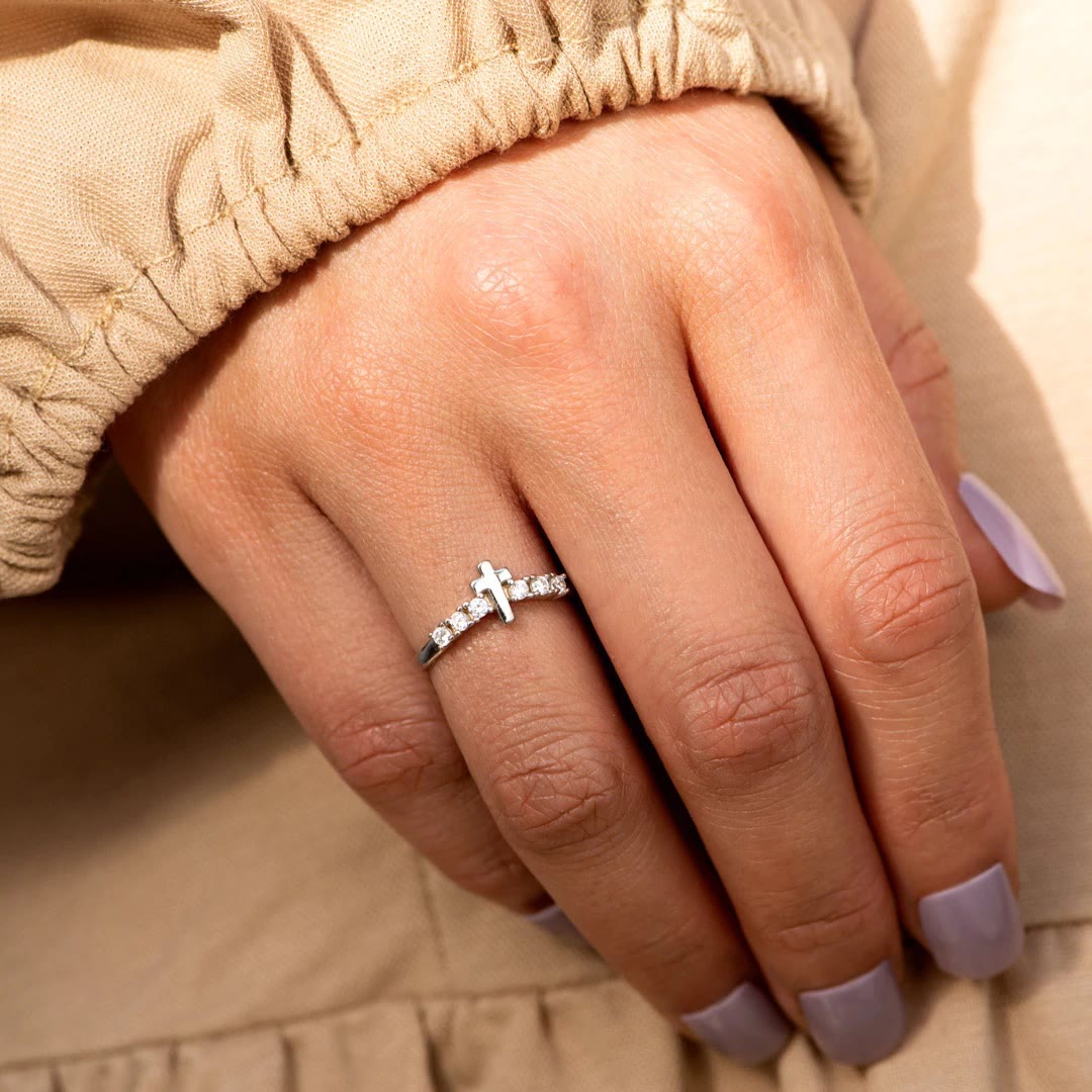 Minimalist Jesus Cross Zirconia Ring