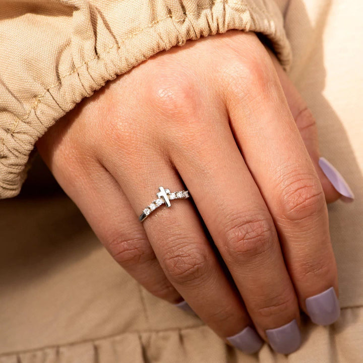 Minimalist Jesus Cross Zirconia Ring