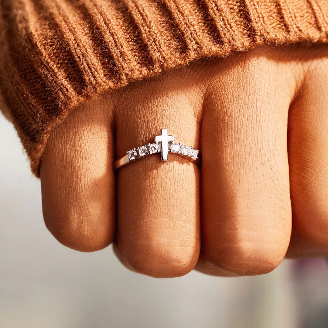 Minimalist Jesus Cross Zirconia Ring