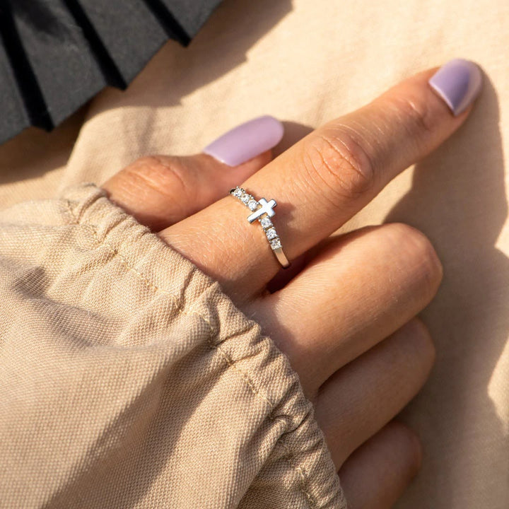 Minimalist Jesus Cross Zirconia Ring