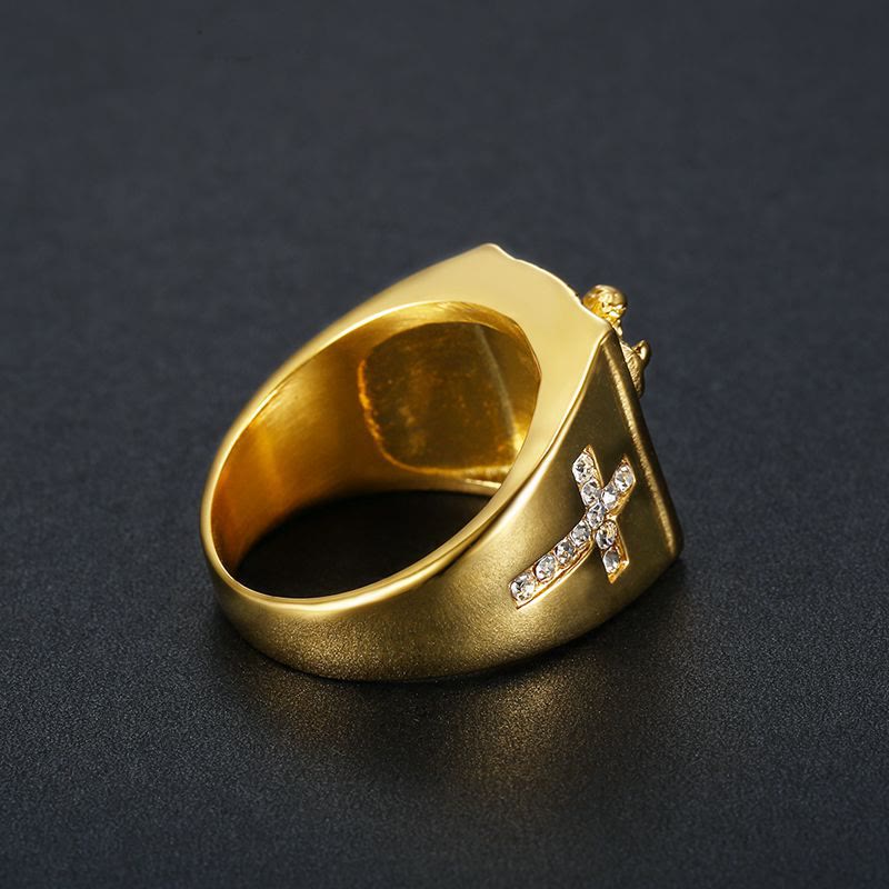 Zirconia Set Crucifix Jesus Religious Ring