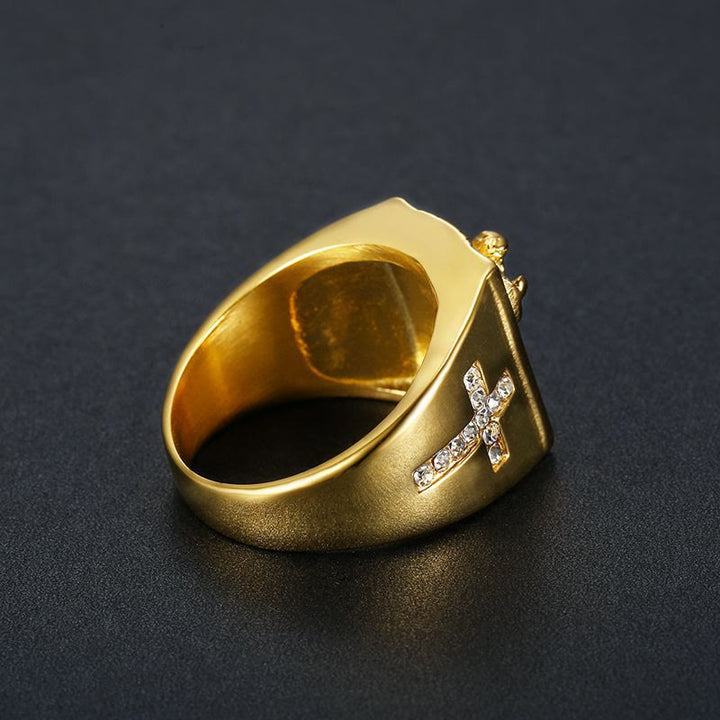 Zirconia Set Crucifix Jesus Religious Ring