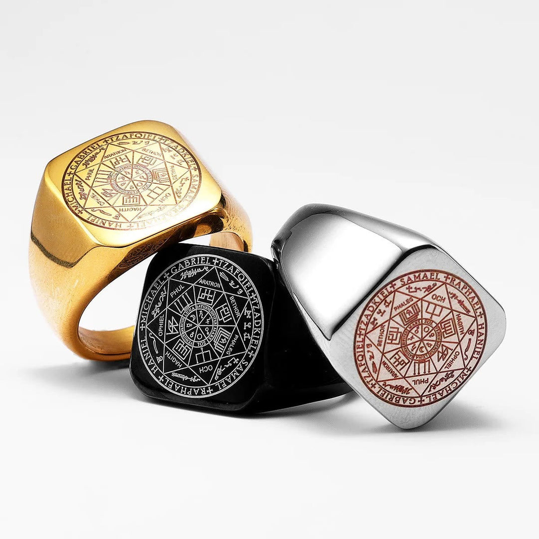 Seals of The Seven Archangels Protection Solomon Kabbalah Titanium Ring