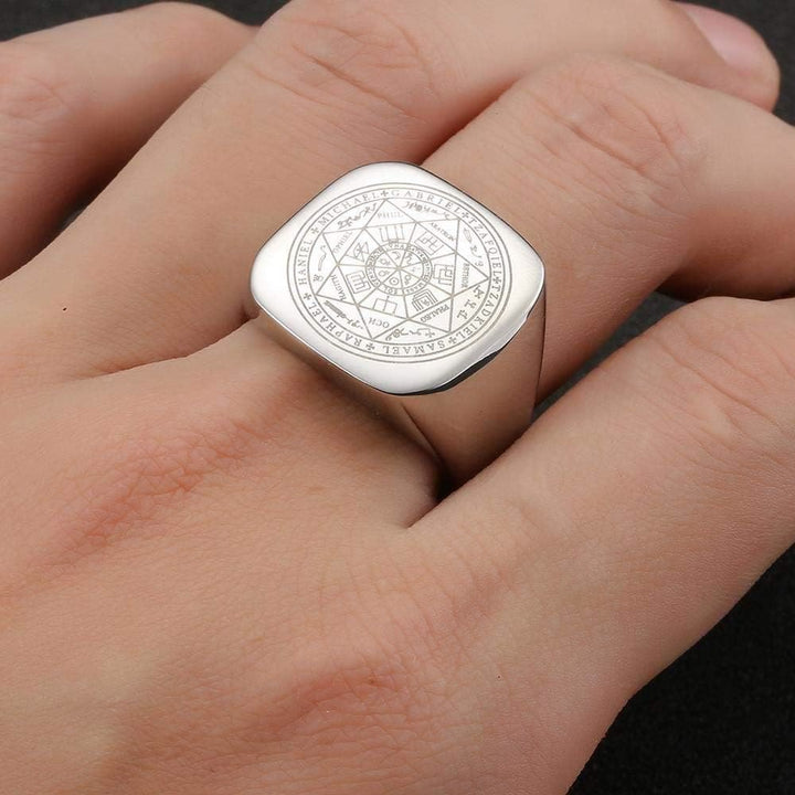 Seals of The Seven Archangels Protection Solomon Kabbalah Titanium Ring