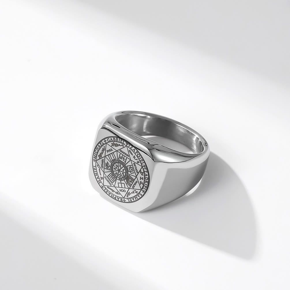 Seals of The Seven Archangels Protection Solomon Kabbalah Titanium Ring