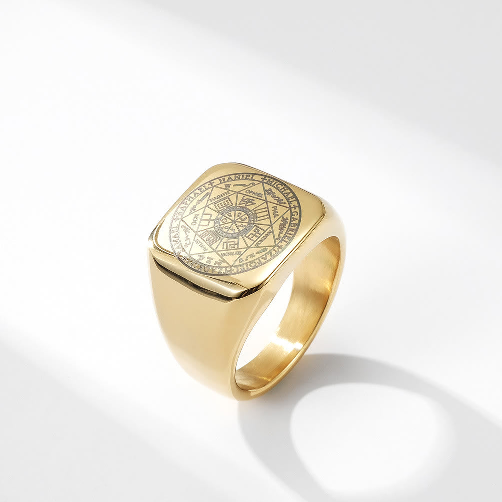 Seals of The Seven Archangels Protection Solomon Kabbalah Titanium Ring