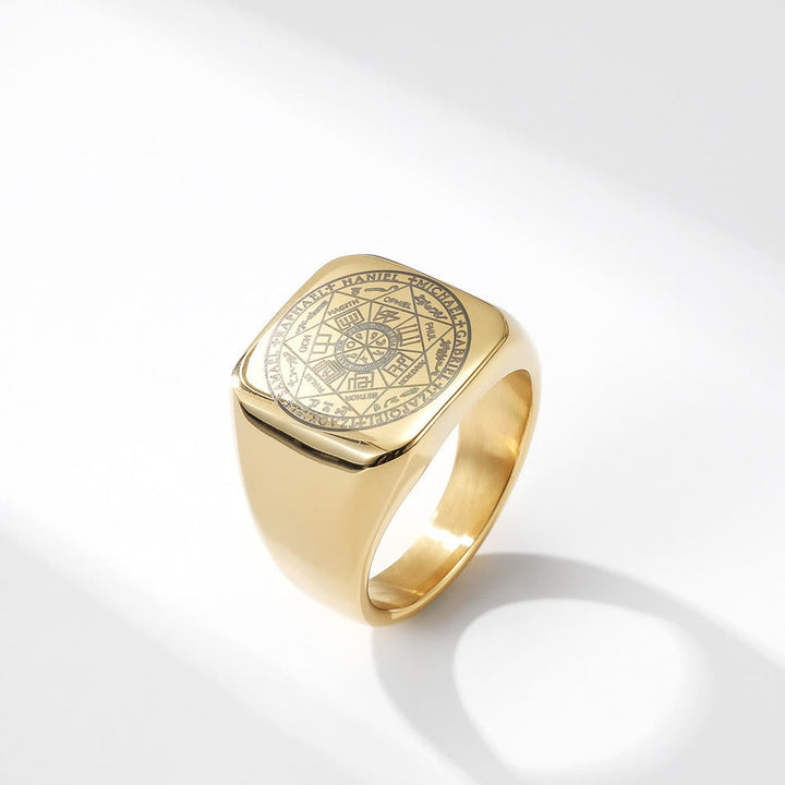 Seals of The Seven Archangels Protection Solomon Kabbalah Titanium Ring