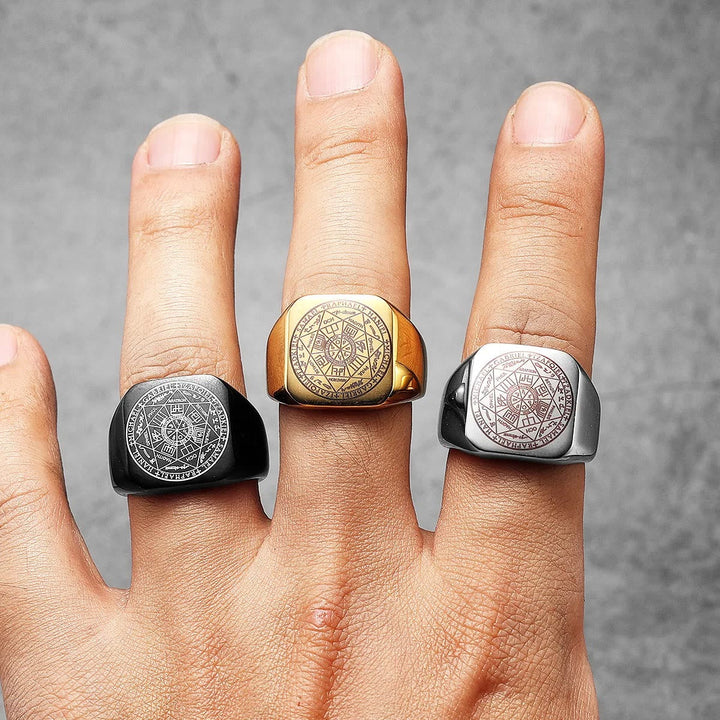 Seals of The Seven Archangels Protection Solomon Kabbalah Titanium Ring