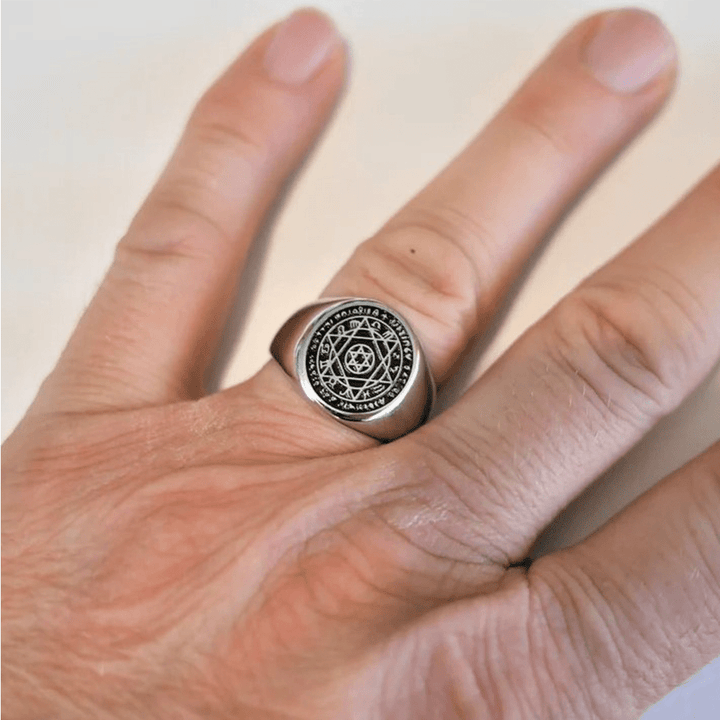 Talisman Seal of Solomon Six-Pointed Star Constellation Rings Stainless Steel Band