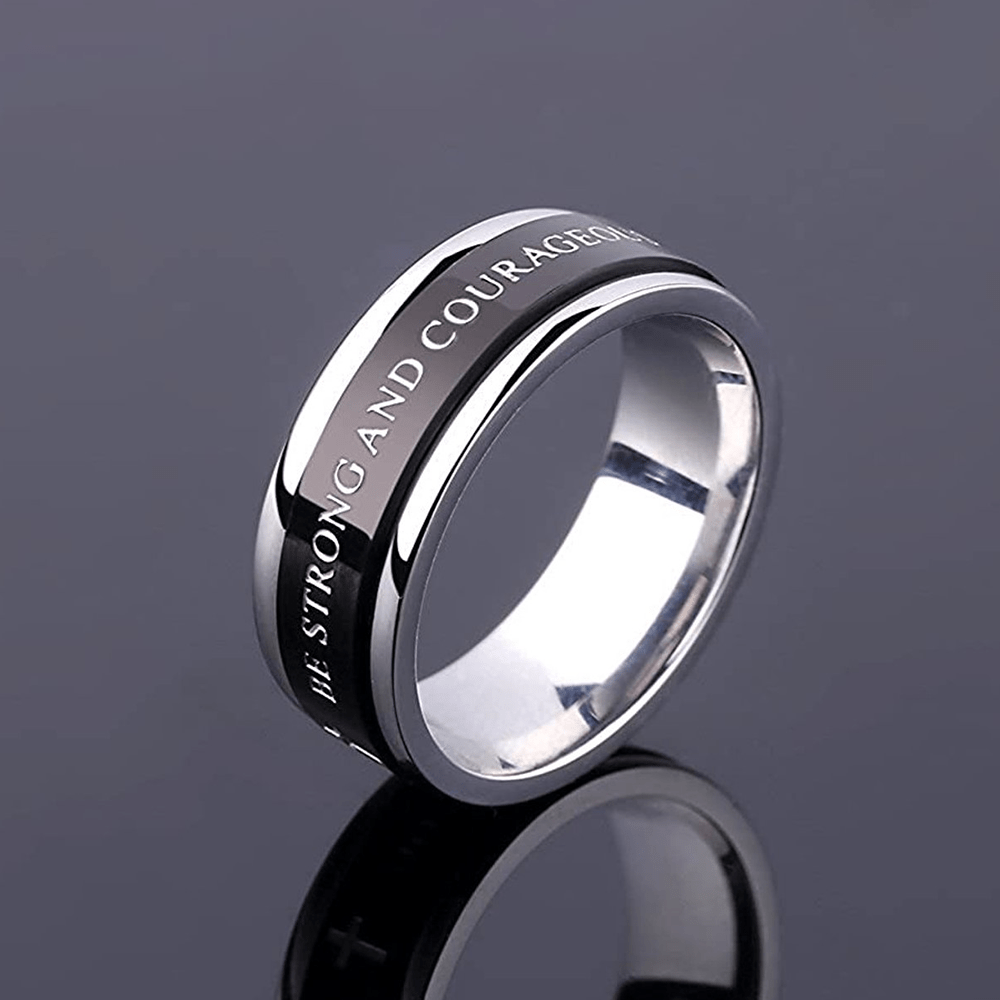 Titanium Black/Gold Cross Step Edges Rotating Ring