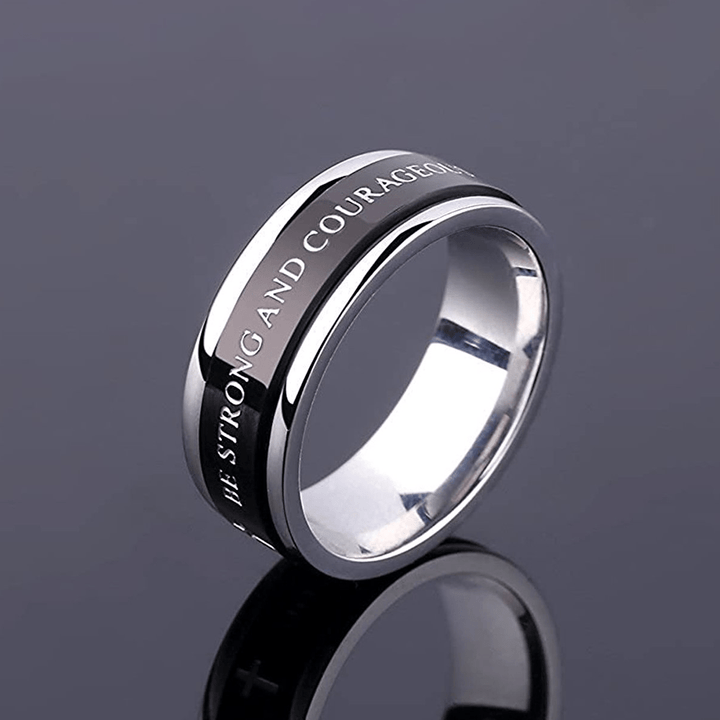 Titanium Black/Gold Cross Step Edges Rotating Ring