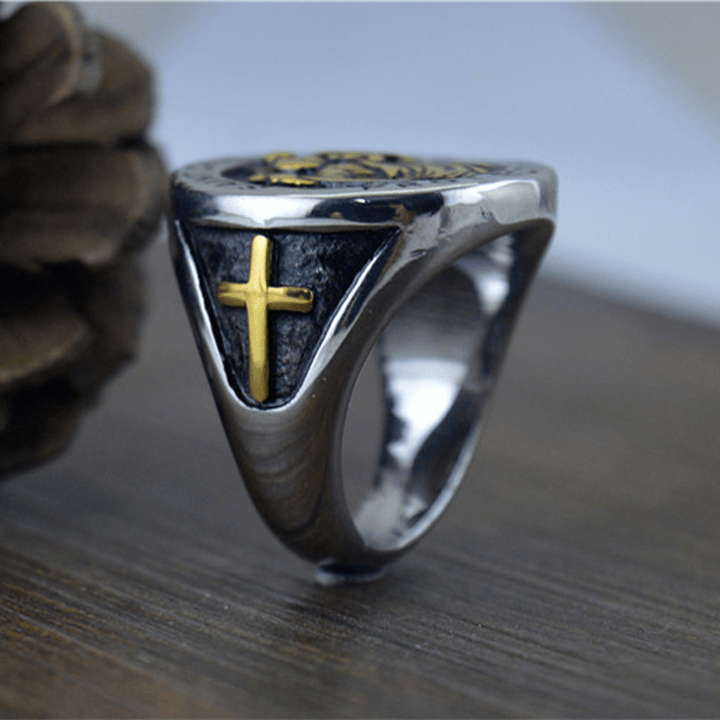 Saint Christopher Protect Us Medal Signet Ring