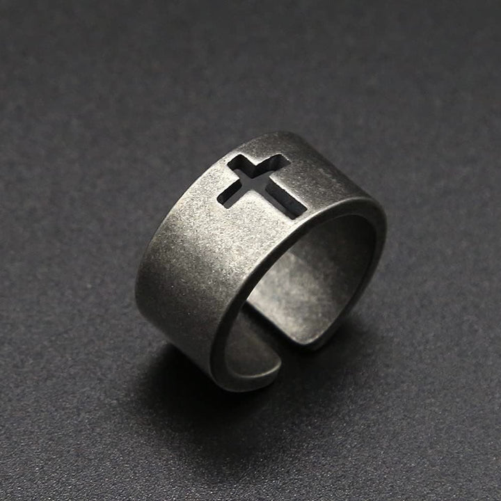 Stainless Steel Antique Punk  Cross Ring