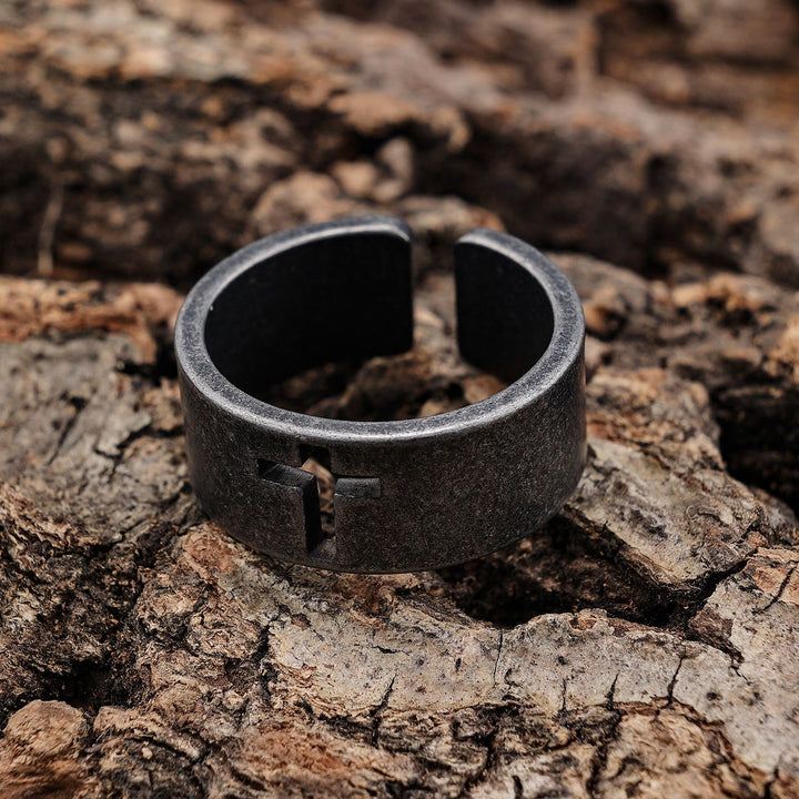 Stainless Steel Antique Punk  Cross Ring
