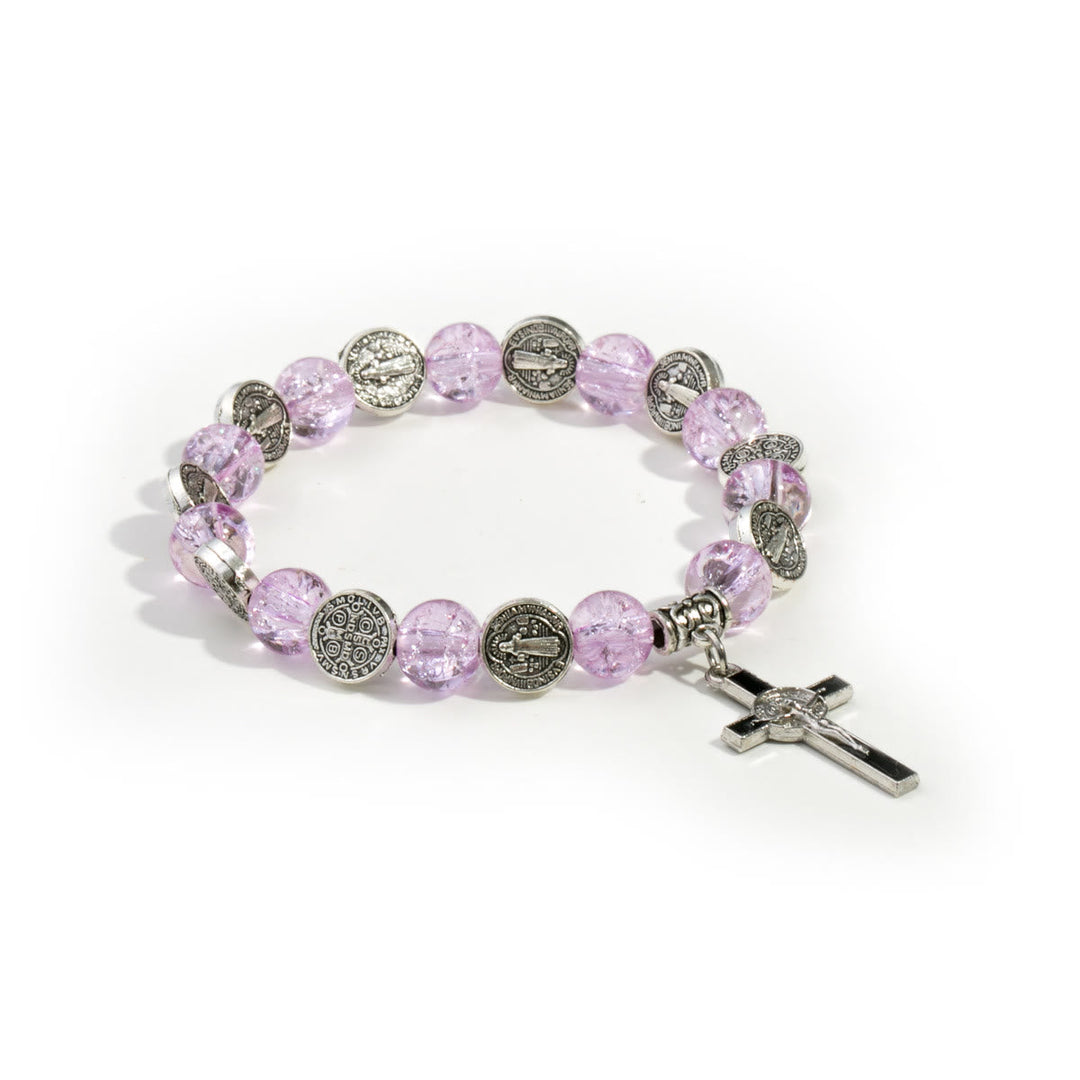 Jesus Cross Alloy Charm Pendant Beaded Bracelet