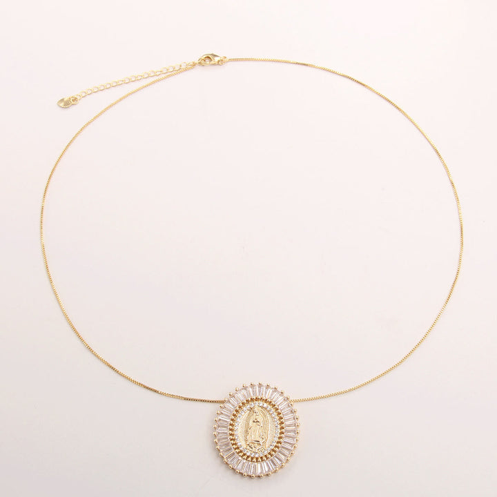Our Lady of Guadalupe Zirconia Amulet Pendant Necklace
