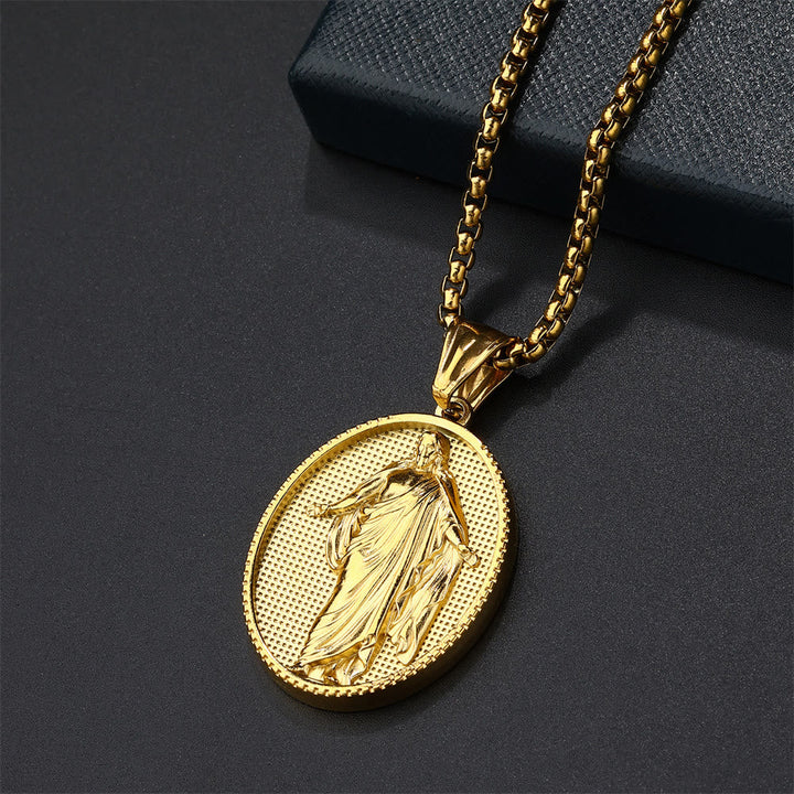 Jesus Medallion Pendant Blessing Necklace