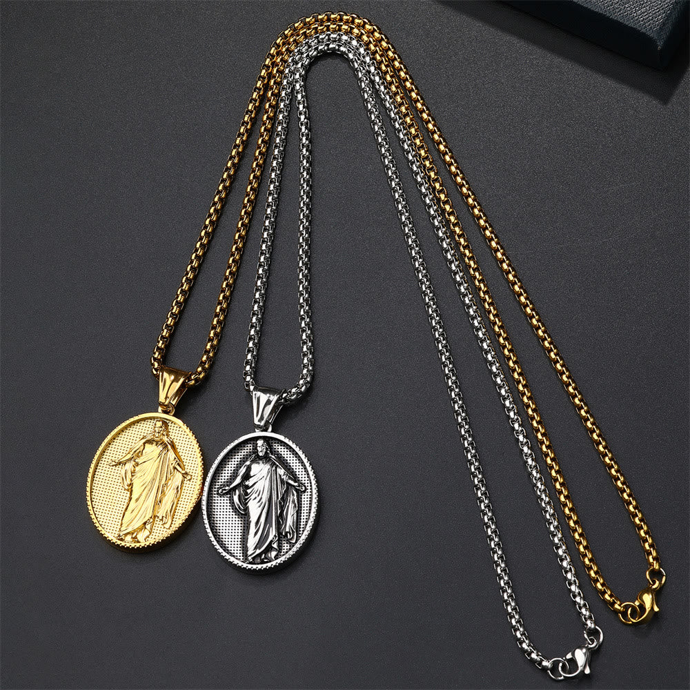 Jesus Medallion Pendant Blessing Necklace