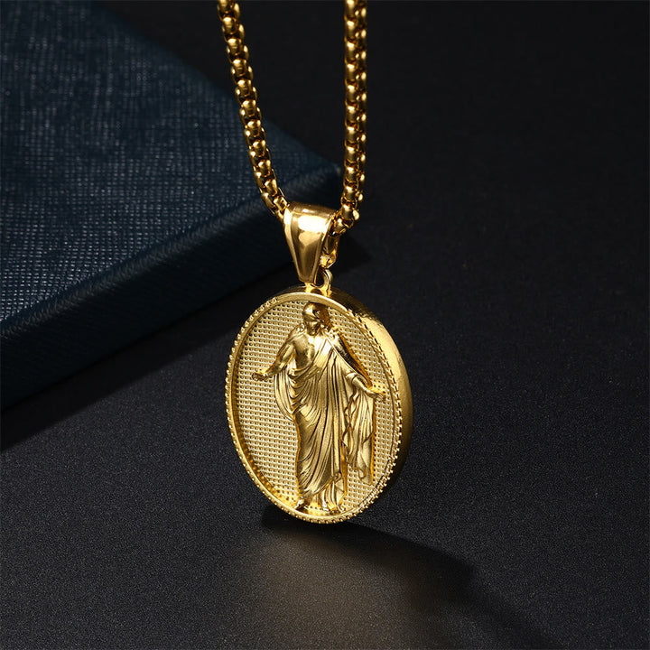 Jesus Medallion Pendant Blessing Necklace