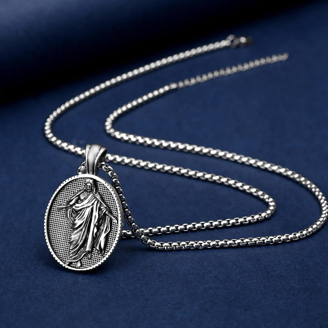 Jesus Medallion Pendant Blessing Necklace