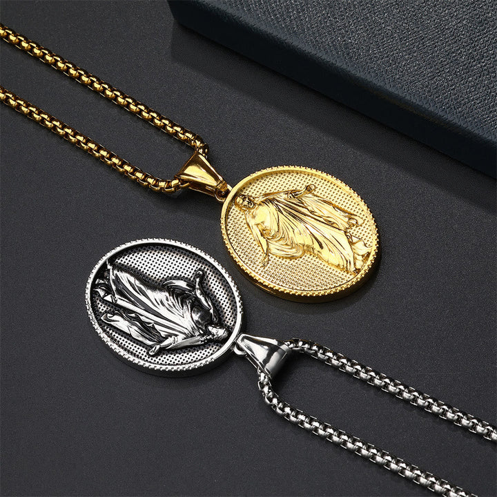 Jesus Medallion Pendant Blessing Necklace