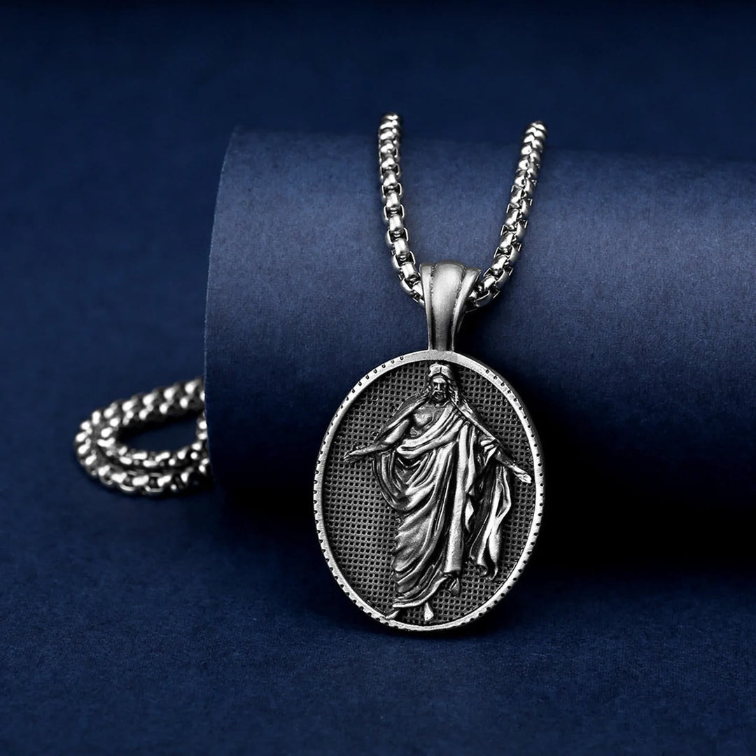 Jesus Medallion Pendant Blessing Necklace