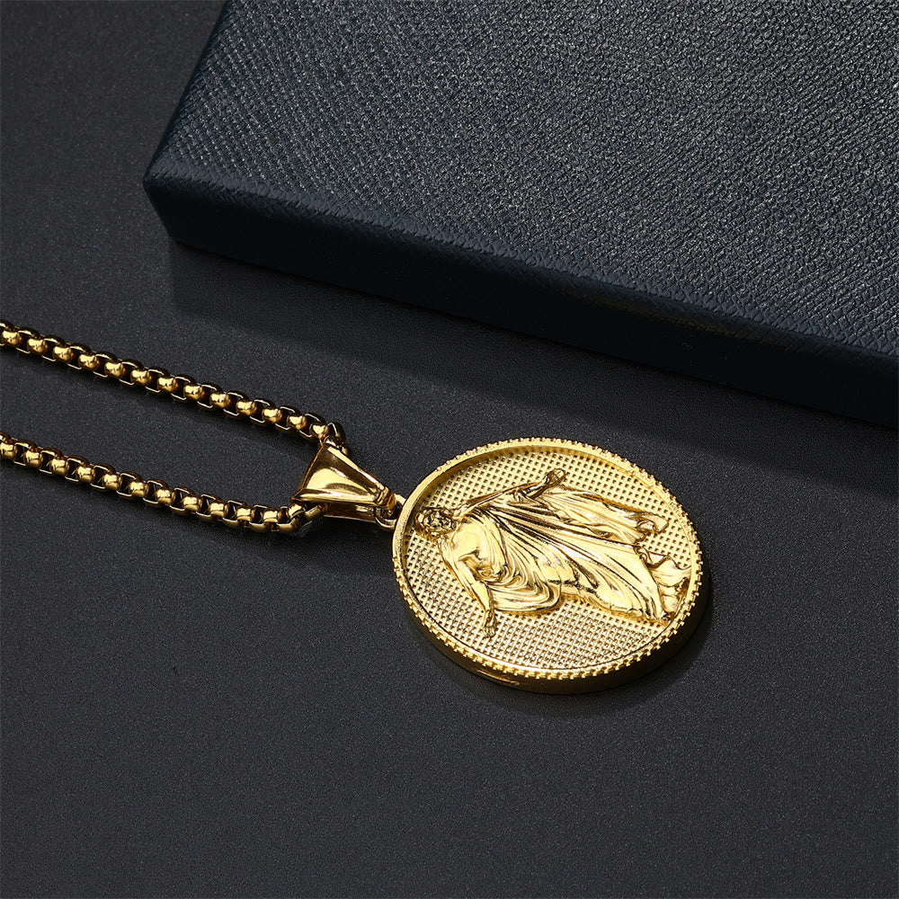 Jesus Medallion Pendant Blessing Necklace
