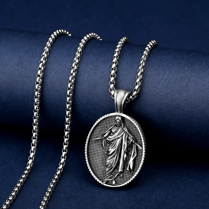 Jesus Medallion Pendant Blessing Necklace