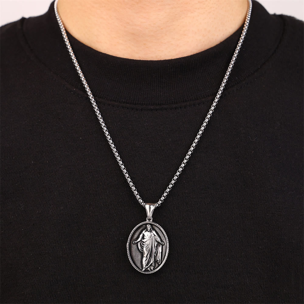 Jesus Medallion Pendant Blessing Necklace