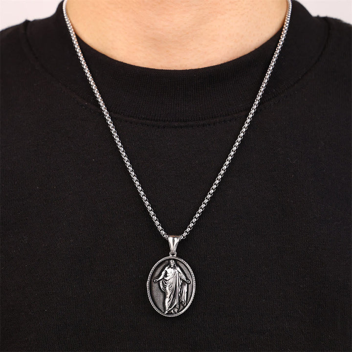 Jesus Medallion Pendant Blessing Necklace