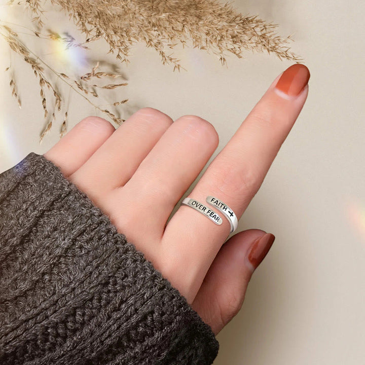 Faith-Over Fear: Minimalist Christ Bible Ring