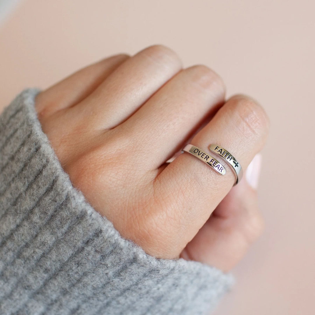 Faith-Over Fear: Minimalist Christ Bible Ring
