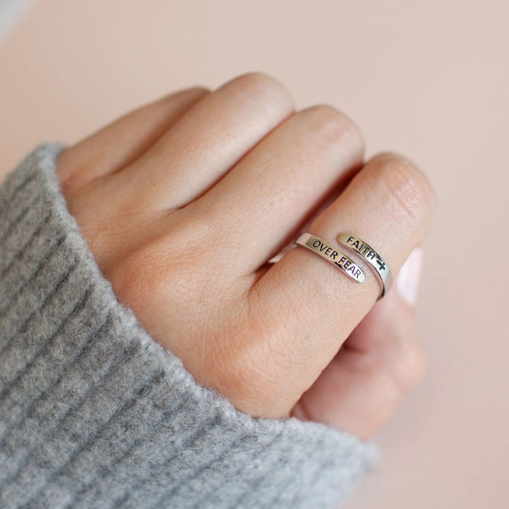 Faith-Over Fear: Minimalist Christ Bible Ring