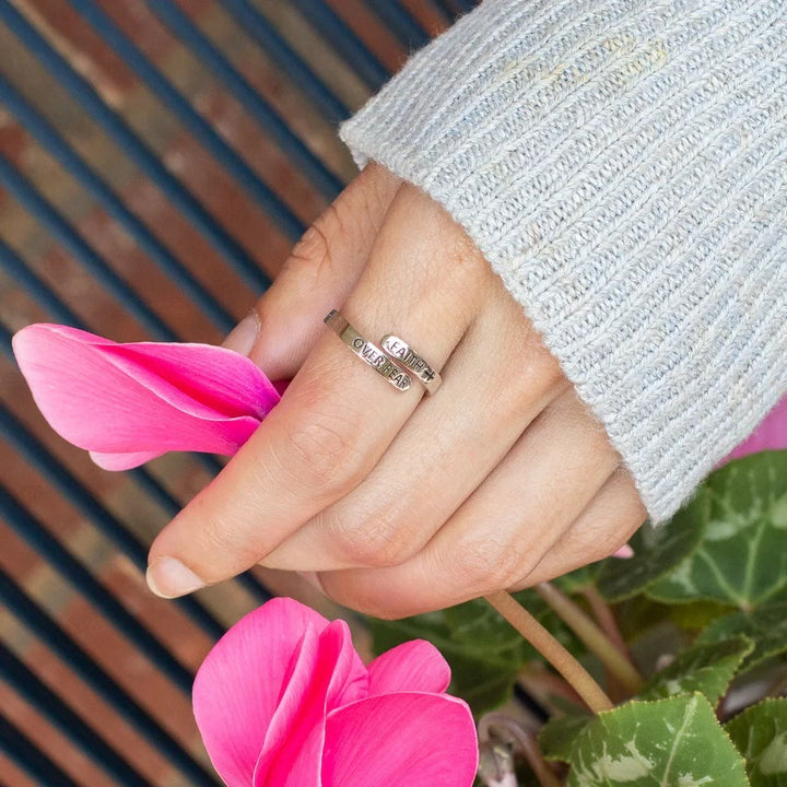 Faith-Over Fear: Minimalist Christ Bible Ring