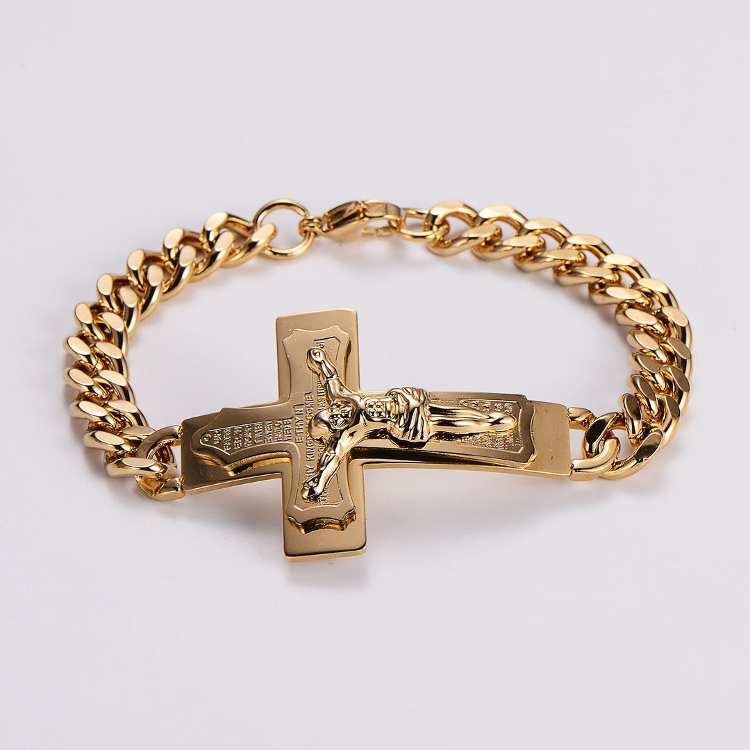 Solid Jesus Cross Bible Verse Crucifix Prayer Bangle Bracelet