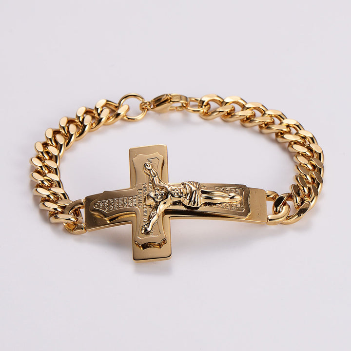 Solid Jesus Cross Bible Verse Crucifix Prayer Bangle Bracelet