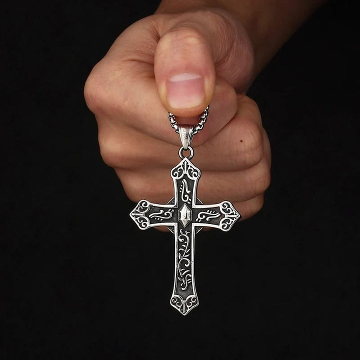 Retro Titanium Virgin Mary Cross Pendant Necklace