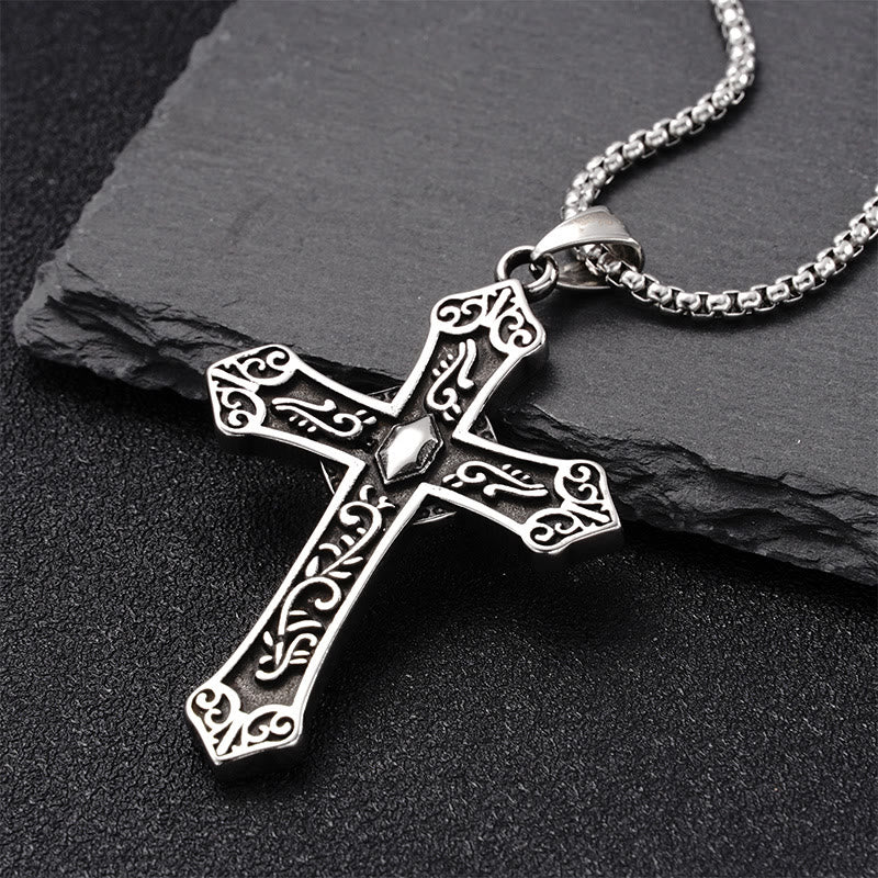 Retro Titanium Virgin Mary Cross Pendant Necklace