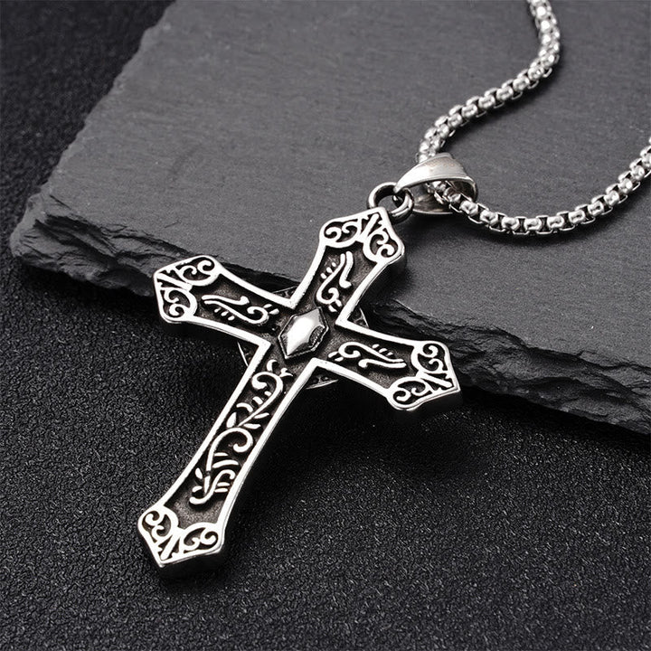 Retro Titanium Virgin Mary Cross Pendant Necklace