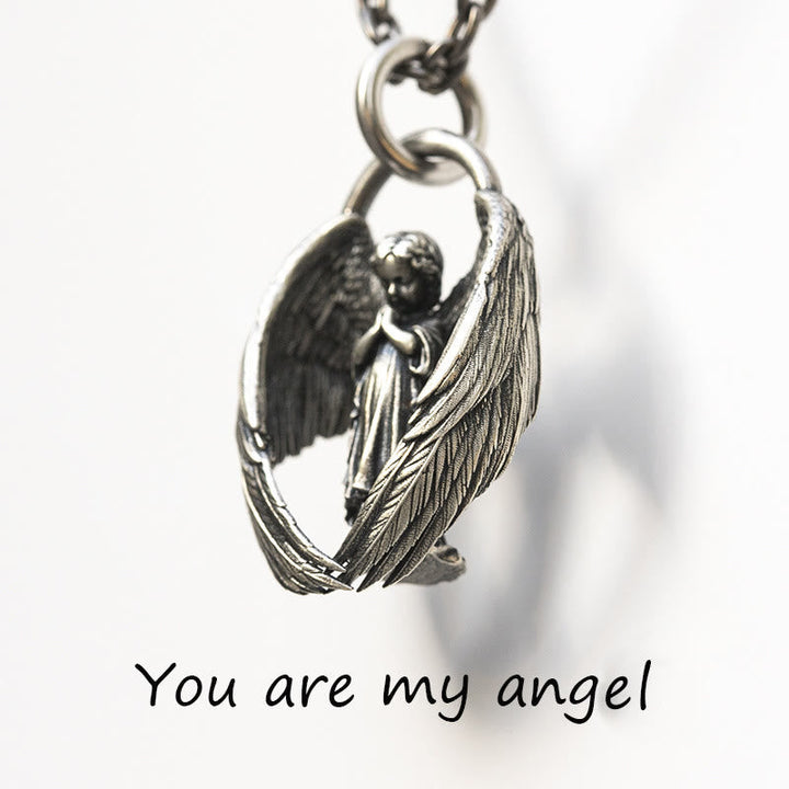 Blessing Praying Guardian Angel Wing Pendant Necklace