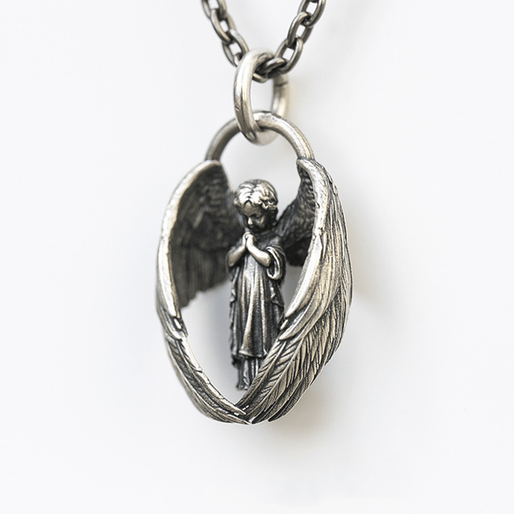 Blessing Praying Guardian Angel Wing Pendant Necklace