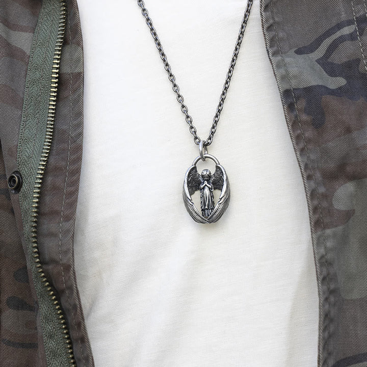 Blessing Praying Guardian Angel Wing Pendant Necklace