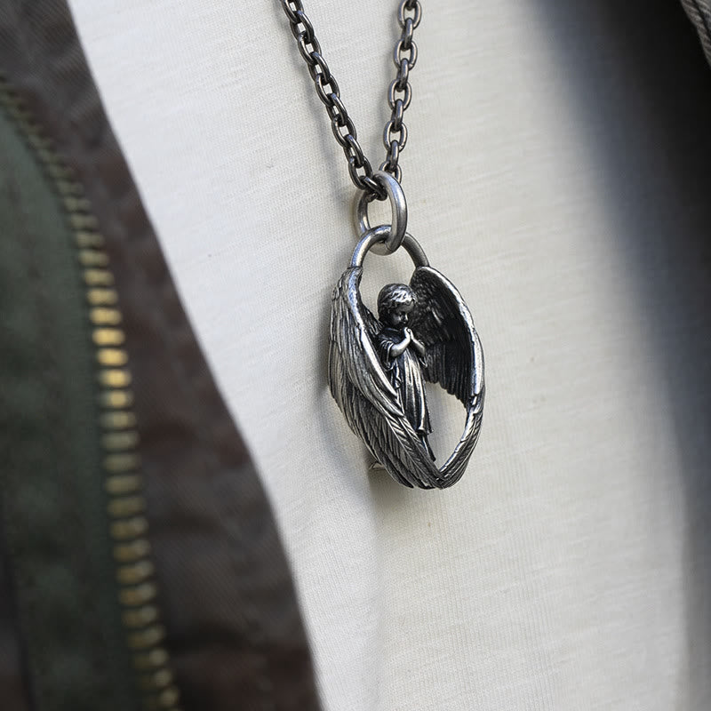 Blessing Praying Guardian Angel Wing Pendant Necklace