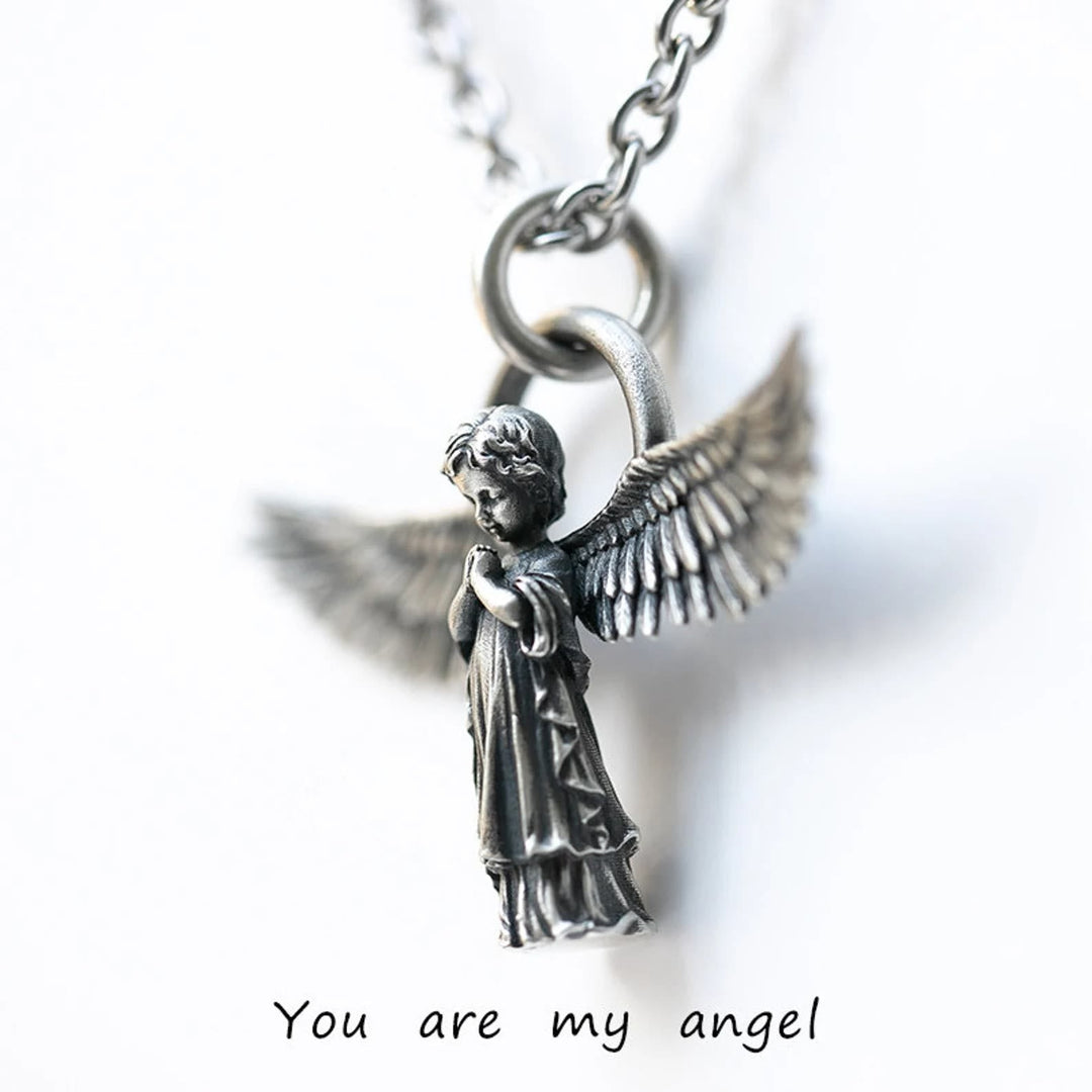 Spread-winged Praying Angel Protection Necklace